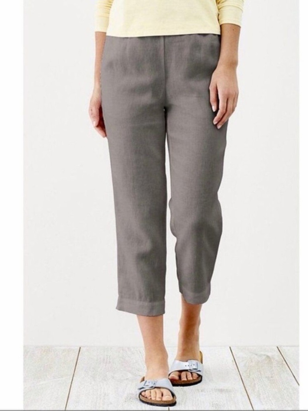 J. Jill Love Linen Gray Cropped Straight Leg Pants
